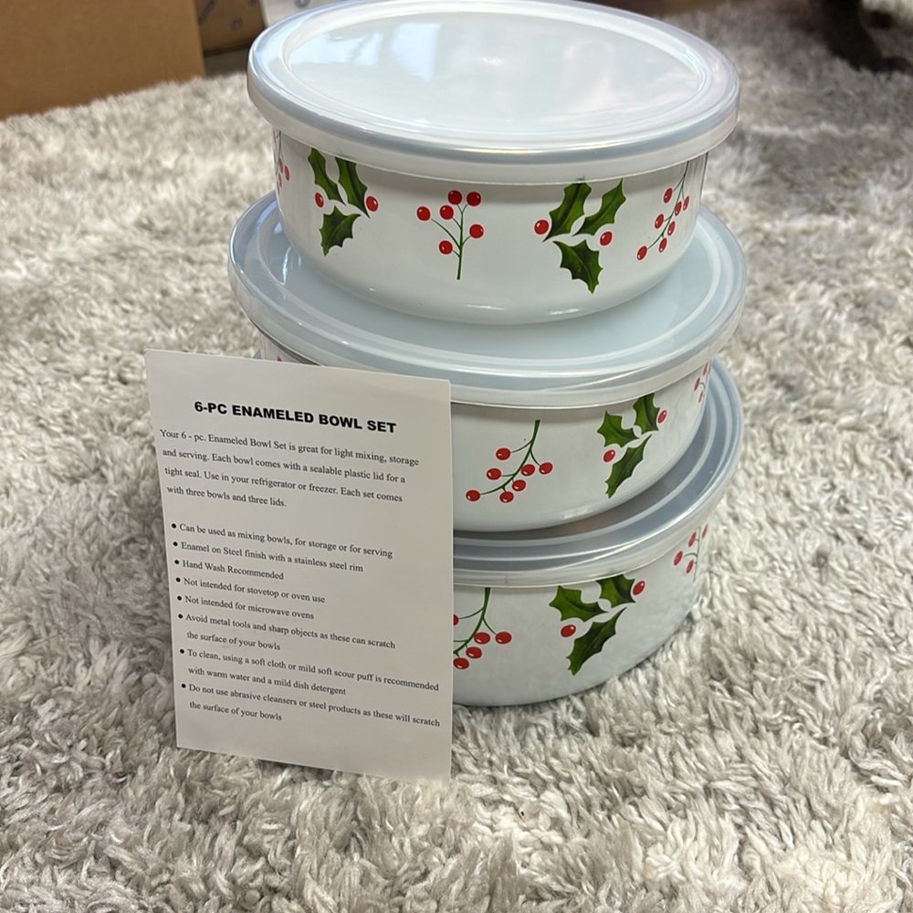 6 piece Enameled Bowl Sets